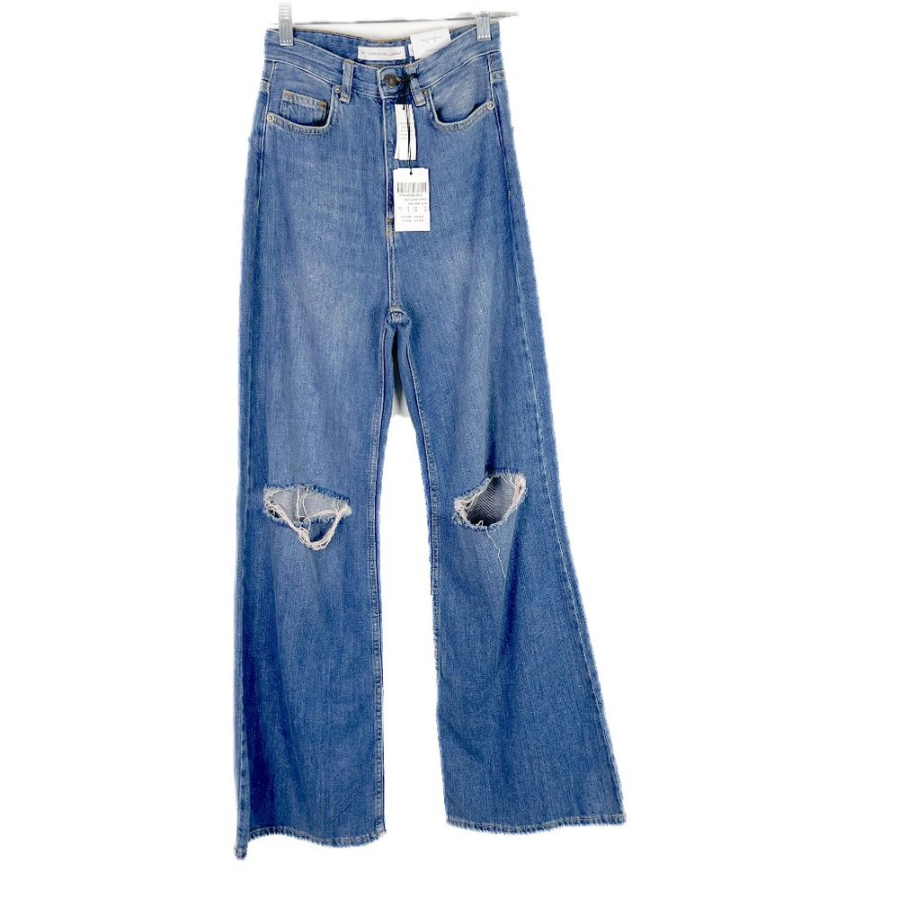 NWT Subdued Wide Leg Jeans Ripped Distressed High Rise Size 2 NEW